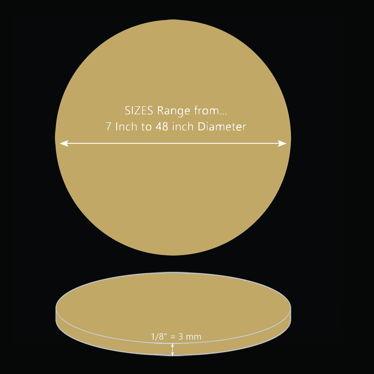 ONE Laser Cut GOLD Mirror Acrylic Blank Round Disc Smooth Edge