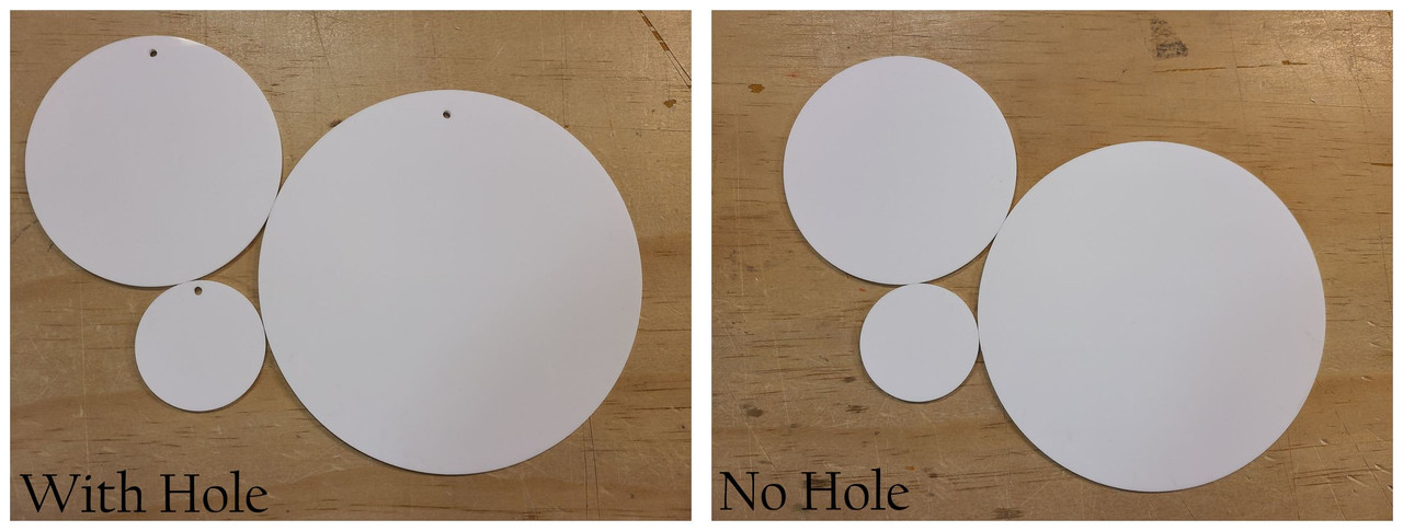 25 Acrylic Circle With 1/4 Center Hole - ( Select size and Solid colors)  1/8 Thick - laser cut With Polished Edges Plexiglass