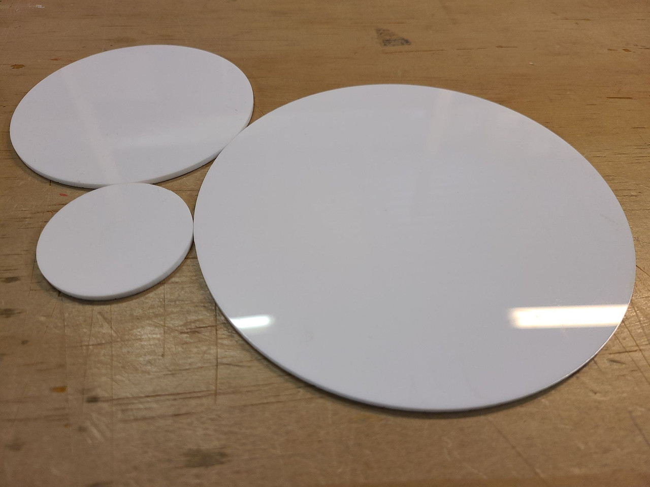 30 Laser Cut White Acrylic Blank Round Discs Smooth Edge