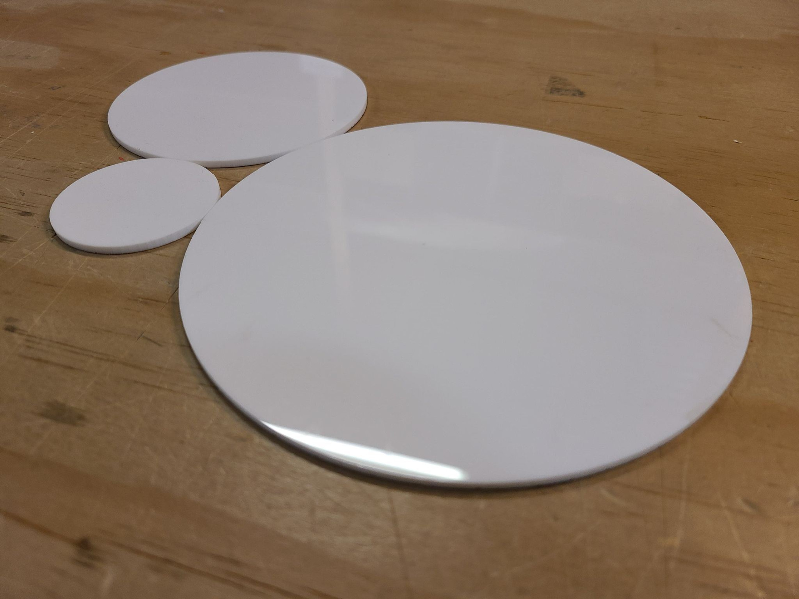 20 Laser Cut White Acrylic Blank Round Discs Smooth Edge Transparent