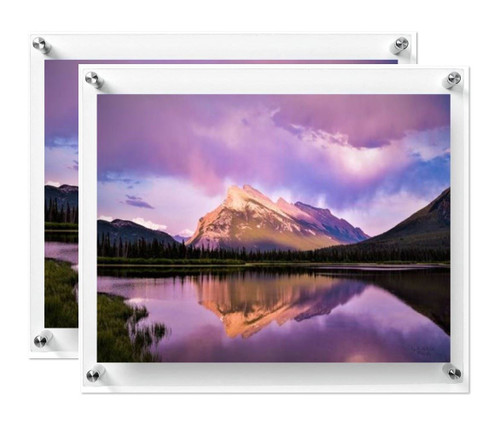 2 Pack: Clear Acrylic Wall Mount Floating Frameless Picture Frames (16 Sizes)