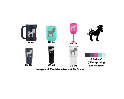 Laser Engraved Smart Ass Stainless Steel Powder Coated Work Tumbler + Splash Proof Lid + 2 Straws*, Triple Wall Vacuum Insulated, Mug Coffee Cup Travel Camping Work