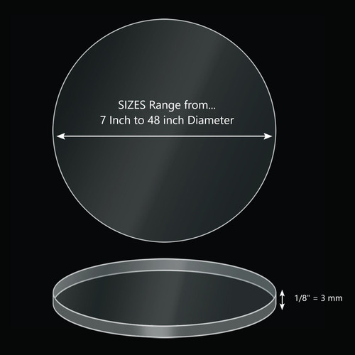 ONE Laser Cut Clear Acrylic Blank Round Disc: 1/8 inch (3 mm) thick ONE Laser Cut Clear Acrylic Blank Round Disc: 1/8 inch (3 mm) thick