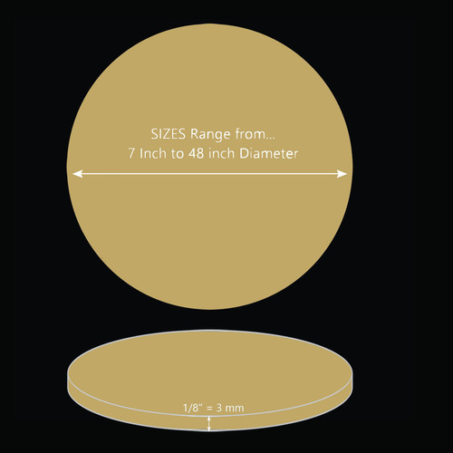 ONE Laser Cut GOLD Mirror Acrylic Blank Round Disc 1/8 inch (3 mm) thick