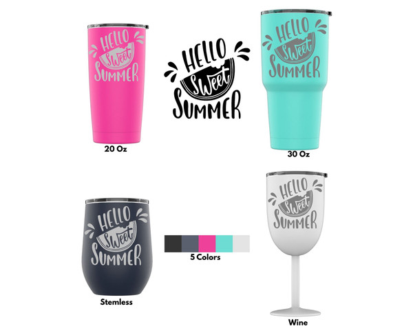 DAU Hello Sweet Summer Travel Tumbler with Splash Proof Lid