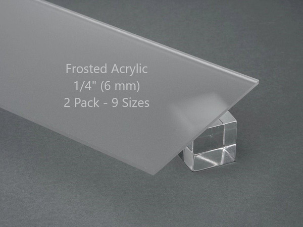 DAU 2 Pack Frosted Cast Acrylic Plexiglass Sheets 1/4 inch Thick (6mm)