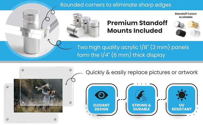 Clear acrylic floating picture frames