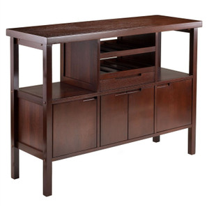 Sideboard Buffet Table Wine Rack in Brown Wood Finish Q280-WDBS519815