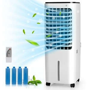 4-in-1 Evaporative Air Cooler with 12L Water Tank and 4 Ice Boxes-White - Color: White D681-ES10012US-WH