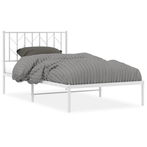 Bed Frame White Steel Single Bed Frame Rectangular A949-374481