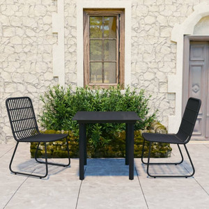 Dining Set Black Poly rattan, powder-coated steel, tempered glass A949-3060249
