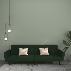 Sofa Bed Dark Green Velvet (100% polyester), Wood, Plastic Medium A949-375860