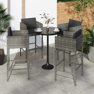 Bar Stool Set of 4 Grey Poly Rattan A949-316661