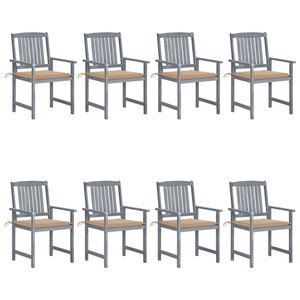 Patio Chair Set of 8 Gray Solid acacia wood Medium Patio Chair A949-3078225