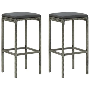 Bar Stool Set of 2 Gray Steel Standard Footrest Bar Stool A949-313441