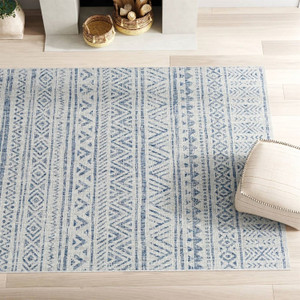 6.5 ft. x 9 ft. Blue Grey Chevron Coastal Boho Style Indoor Outdoor Area Rug Q280-SBNFDBGAR769153826
