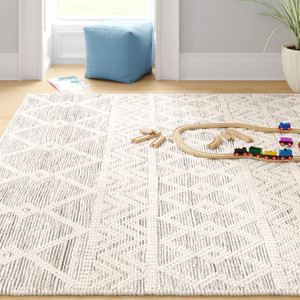 8-ft. x 10-ft. Hand Woven Wool Blend Grey Beige Ivory Persian Style Area Rug Q280-EBTGCAR24925836417