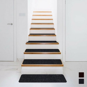 15 Pieces 30 x 8 Inch Slip Resistant Soft Stair Treads Carpet-Black - Color: Black D681-HZ10042DK