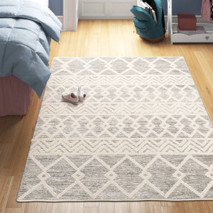 5-ft. x 7.5-ft. Hand Woven Wool Blend Grey Beige Ivory Persian Style Area Rug Q280-FBSEGCR1019614725