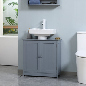 Bathroom Cabinet with 2 Doors and Shelf Bathroom Vanity Grey-AS T575-S0671265976