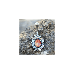 316L Stainless Steel Victorian Floral Navel Ring T575-S0671357178