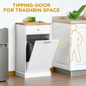 Kitchen Tilt Out Trash Bin Cabinet Free Standing Recycling Cabinet Trash Can Holder With Drawer, wh T575-S0671266615