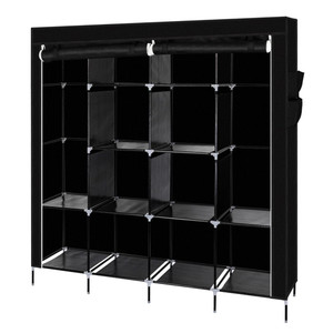 67" Clothes Closet Portable Wardrobe Clothes Storage Rack 12 Shelves 4 Side Pockets Black T575-S0671285633