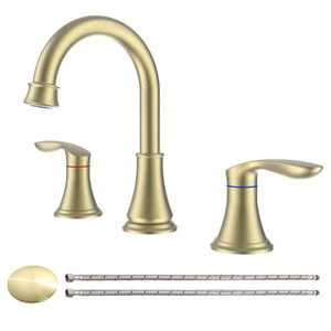 2-Handle 8 inch Widespread Bathroom Sink Faucet Brushed Gold T575-S0671294266