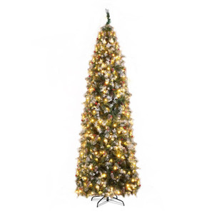 9ft Automatic Tree Structure Pointed Pencil Shape PVC Material Green Sticky White 460 Lights Warm C T575-S0671348414