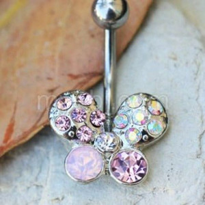 316L Stainless Steel Art of Brilliance Butterfly Gleam Navel Ring T575-S0671356660