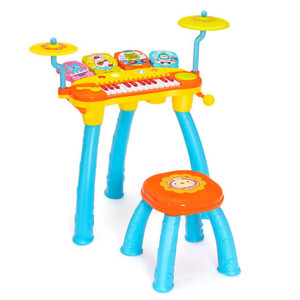 24-Key Piano Keyboard DJ Drum Combination with Microphone and MP3-Blue - Color: Blue D681-TM10014BL