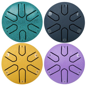 Color: Other - 3 Inch 6-Tone Steel Tongue Drum Mini Hand Pan Drums with Drumsticks Percussion Music F640-12000033327737406