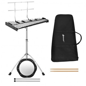 32 Note Glockenspiel Xylophone Percussion Bell Kit with Adjustable Stand - Color: Black D681-MU10064
