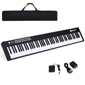 88-Key Portable Full-Size Semi-weighted Digital Piano Keyboard-White B593-MU10068