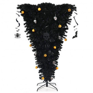 6 Feet Upside Down Artificial Christmas Tree with 270 Purple LED lights - Color: Black - Size: 6 ft D681-CM23456US