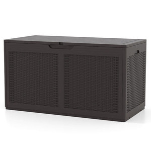 100 Gallon Resin Deck Box Outdoor Waterproof Storage Bench-Brown - Color: Brown D681-NP12401BN