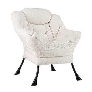 Sherpa Upholstered? Accent Chair? with Cozy Head Pillow-Beige - Color: Beige D681-NP12025BE