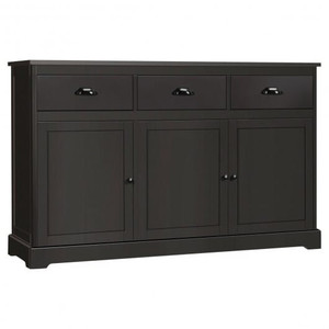 3 Drawers Sideboard Buffet Storage with Adjustable Shelves-Brown - Color: Brown D681-HW66311BN+