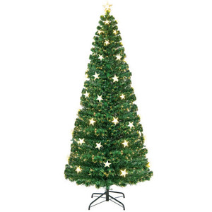 Prelit Fiber Optic Christmas Tree with Warm White Lights-7 ft - Color: Green - Size: 7 ft D681-CM24038US