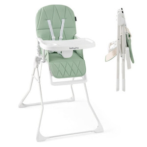 Easy Clean Compact Highchair with Removable Adjustable Tray and PU Seat Cushion-Green - Color: Green D681-AD10078GN