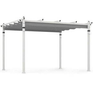 Outdoor Pergola with Retractable Canopy and Aluminum Frame-Gray - Color: Gray D681-NP11781HS