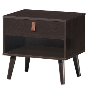 Nightstand Bedroom Table with Drawer Storage Shelf-Brown - Color: Brown D681-HW63193BN