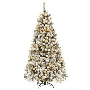 Pre-Lit Premium Snow Flocked Hinged Artificial Christmas Tree-6 ft - Color: White - Size: 6 ft D681-CM22728