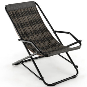 Outdoor Patio PE Wicker Rocking Chair with Armrests and Metal Frame-Gray - Color: Gray D681-NP11012GR