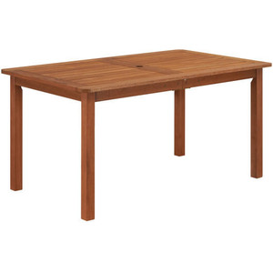 Patio Outdoor Solid Wood Dining Table with Umbrella Hole for 6 - Color: Natural D681-JV12188