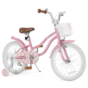 18 Inch Kids Bike with Training Wheels and Basket for Boys Girls 4-8 Years Old-18 inches - Color: P D681-TS10086RE-18