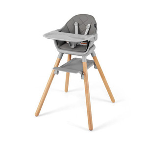 6 in 1 Convertible Highchair with Safety Harness and Removable Tray-Gray - Color: Gray D681-AD10065HS