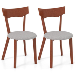 Wooden Dining Chair Set of 2 with Rubber Wood Legs and Padded Seat Cushion - Color: Gray D681-KC57107