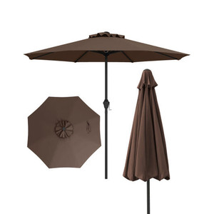 Outdoor Heavy Duty Market Umbrella with Crank Handle and 8 Sturdy Ribs-Brown - Color: Brown D681-NP12130CF