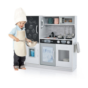 Toddler Pretend Play Kitchen for Boys and Girls 3-6 Years Old-White - Color: White D681-TP10126WH